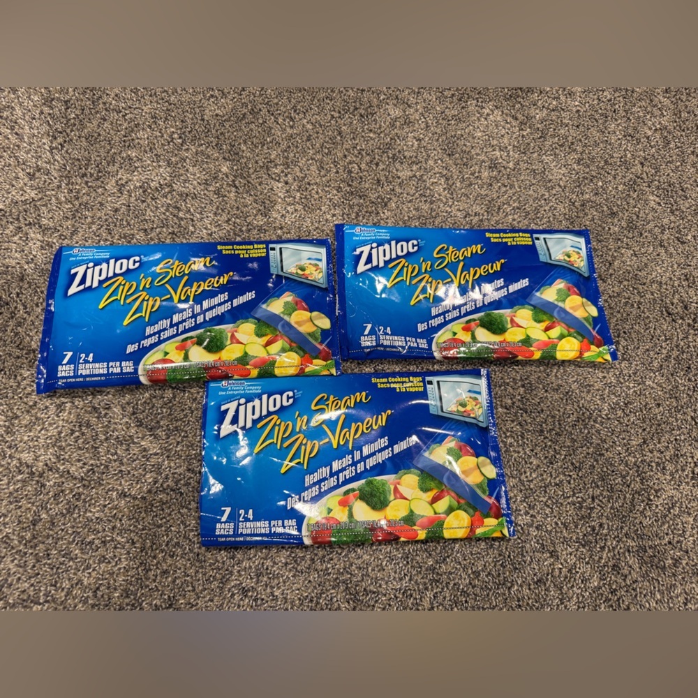 Ziploc Zip ’n Steam Medium Steam Cooking Bags Lot of 3 Packs 20 Total Bags